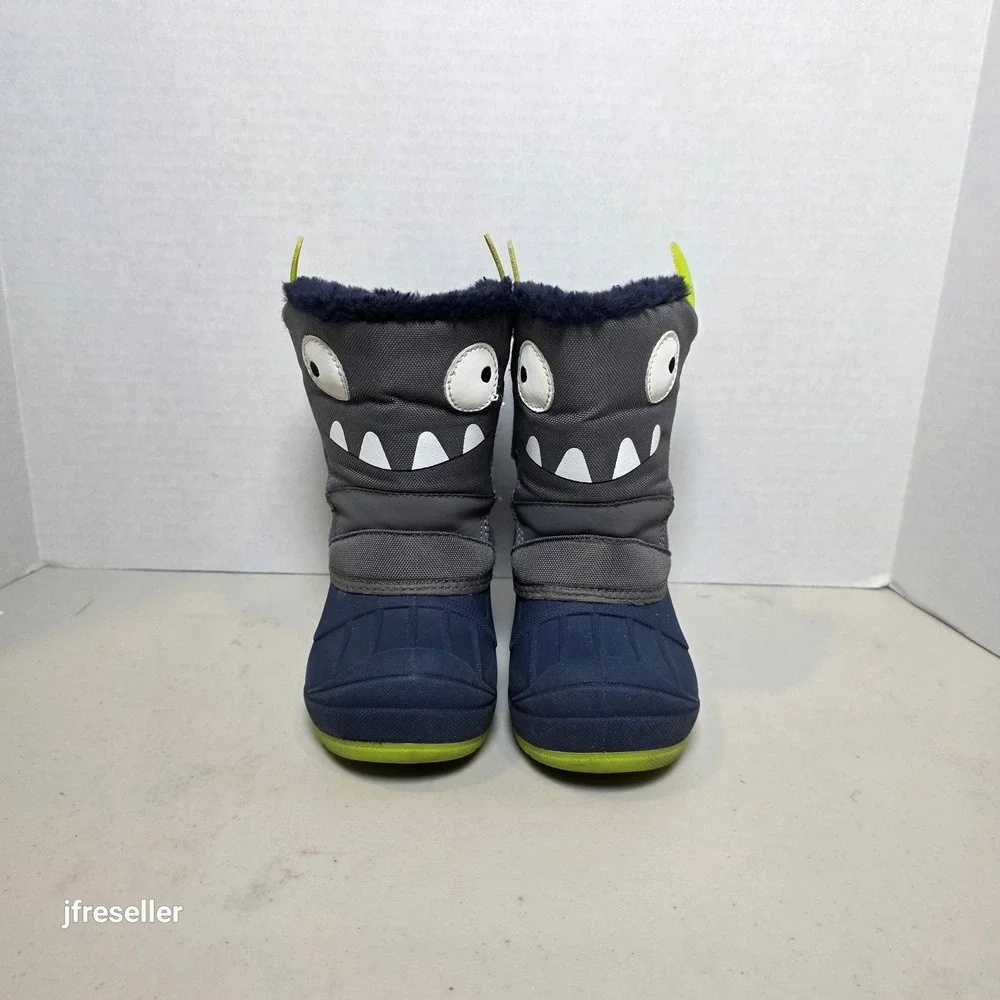 Cat & Jack Toddler Boys Monster Snow Boots Grey Navy Blue Toddler's Size 9